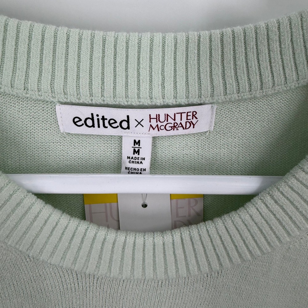 Edited x Hunter McGrady Short Sleeve Luxe Sweater Womens M Celadon Green 7ER8031 - Picture 2 of 5